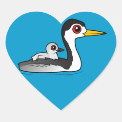 Clark's Grebe with chick Heart Sticker