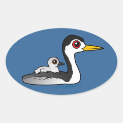 Clark's Grebe with chick Oval Sticker