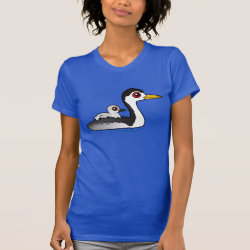 Clark's Grebe with chick Women's American Apparel Fine Jersey Short Sleeve T-Shirt