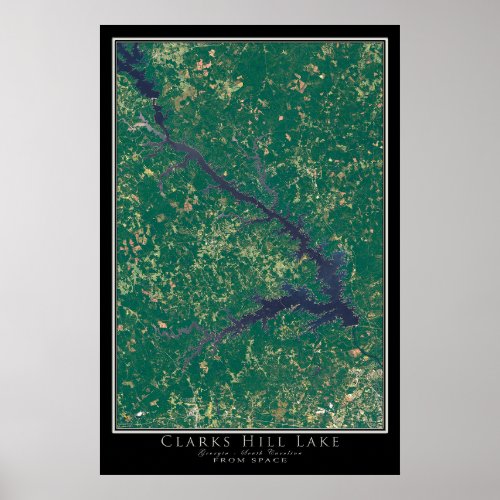 Clarks Hill Lake Lake Georgia Satellite Map Poster