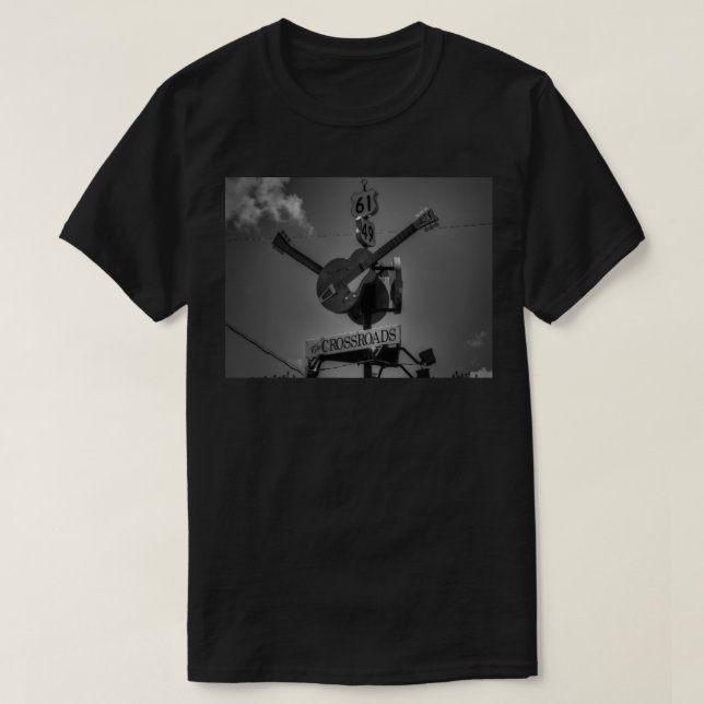 Clarksdale - The Crossroads 001 BW Sticker T-Shirt (Design Front)