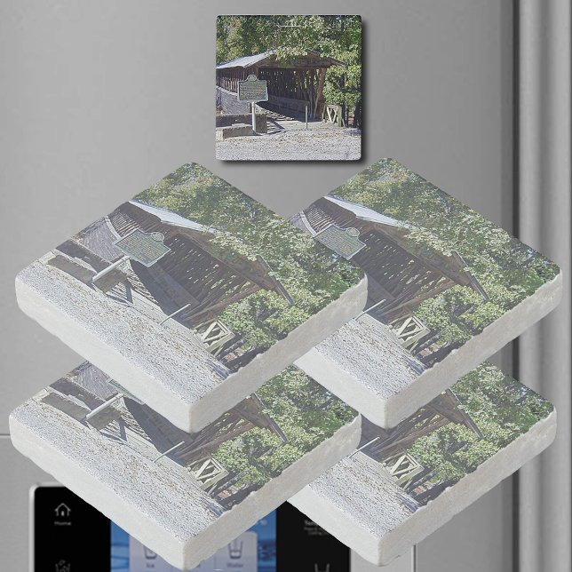 Clarkson Covered Bridge Alabama 4 Stone Magnet (Clarkson Covered Bridge Alabama 4 Stone Magnets)