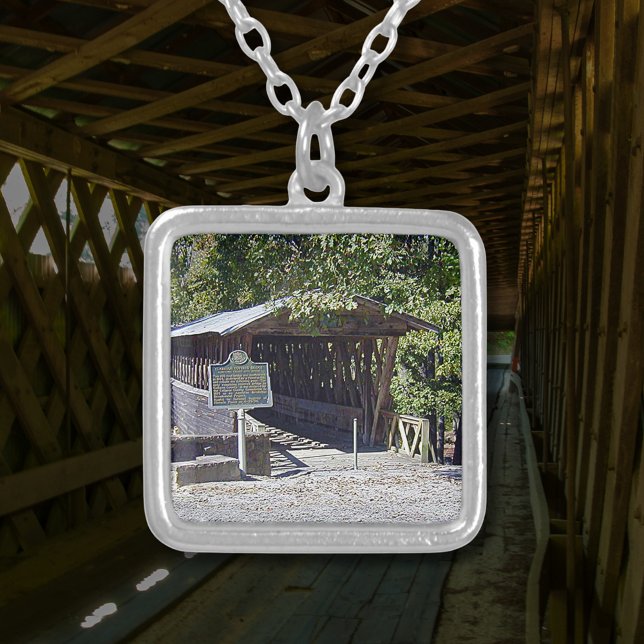 Clarkson Covered Bridge Alabama  Silver Plated Necklace (Clarkson Covered Bridge Alabama Silver Plated Necklace)
