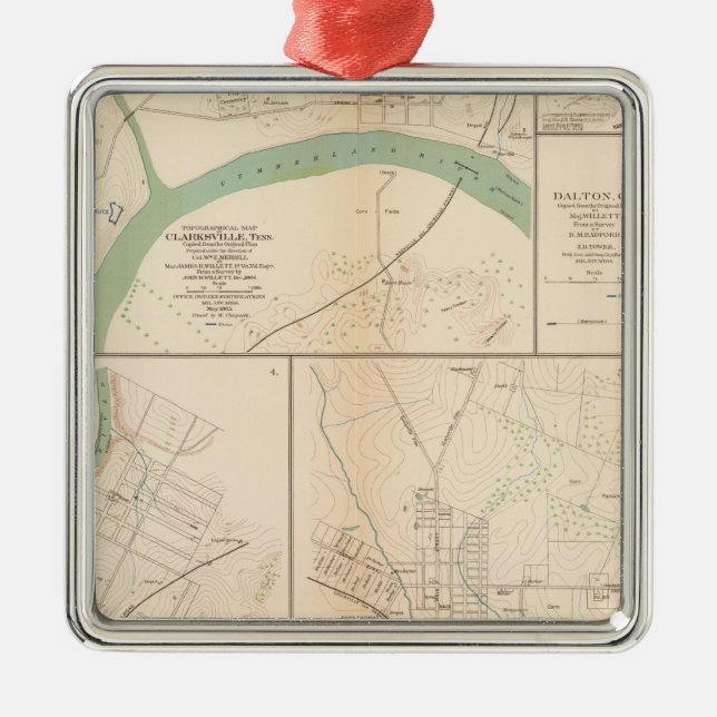 Clarksville, Tenn, Dalton, Ga Metal Ornament (Front)