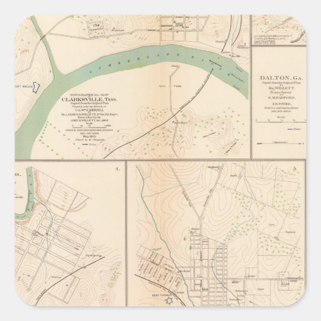 Clarksville, Tenn, Dalton, Ga Square Sticker (Front)