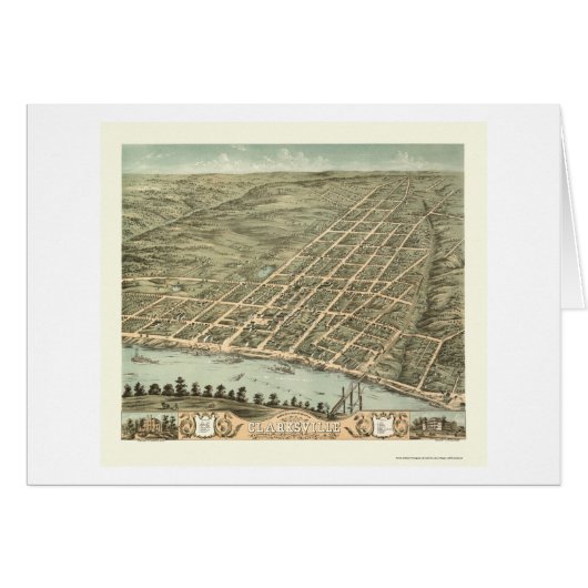 Clarksville, TN Panoramic Map - 1870 Cards (Front Horizontal)