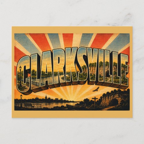 Clarksville TN Riverwalk Parks River Art Postcard