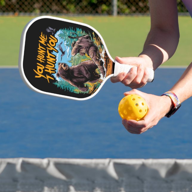 Clash in the woods bear hunting humorous pickleball paddle (Insitu)