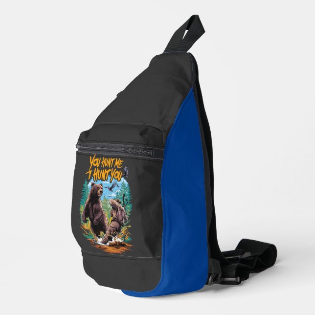Clash in the woods bear hunting humorous sling bag (Right Corner)