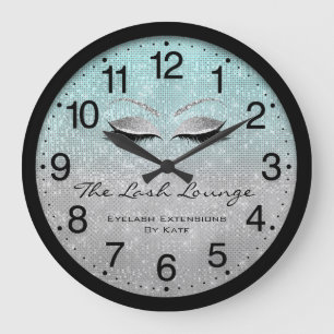 Clashes Extension Blue Ombre Gray Silver Logo Large Clock