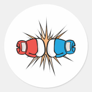 clashing boxing gloves classic round sticker