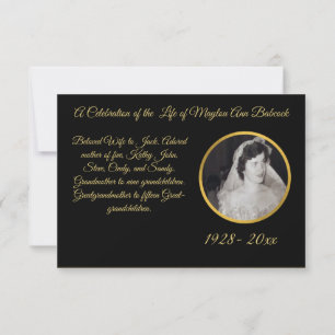 Clasic Black and Gold Black Personalized Sympathy Thank You Card