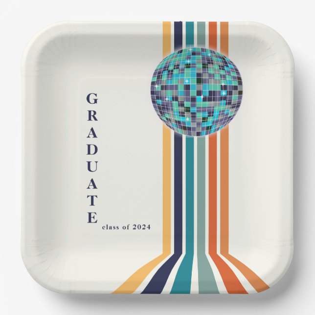 Class 0f 2024 Retro Graduation Party Paper Plates (Front)