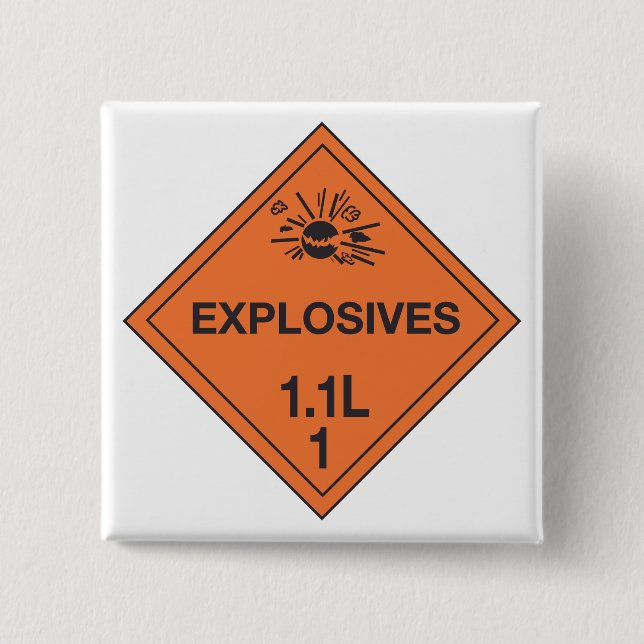 Class 1.1L Explosives Hazard Sign Button (Front)