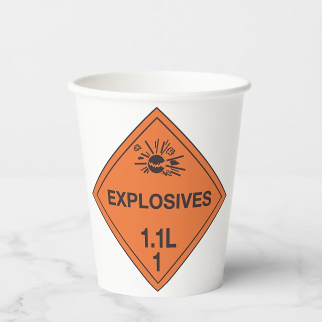 Class 1.1L Explosives Hazard Sign Paper Cups (Front)