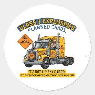 Class 1 Explosives Trucker Gift Funny ADR Hazard Classic Round Sticker