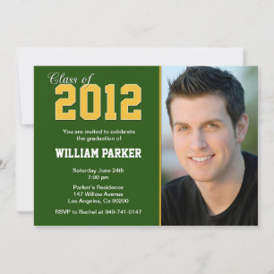 Class 2012 Graduation Invitation Green and Gold
