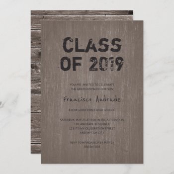 Class 2019 Graduation Party Guy Rustic High School Invitation by red_dress at Zazzle