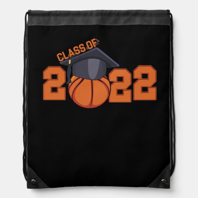 Class 2022 Graduation Senior Basketball Player Drawstring Bag (Front)