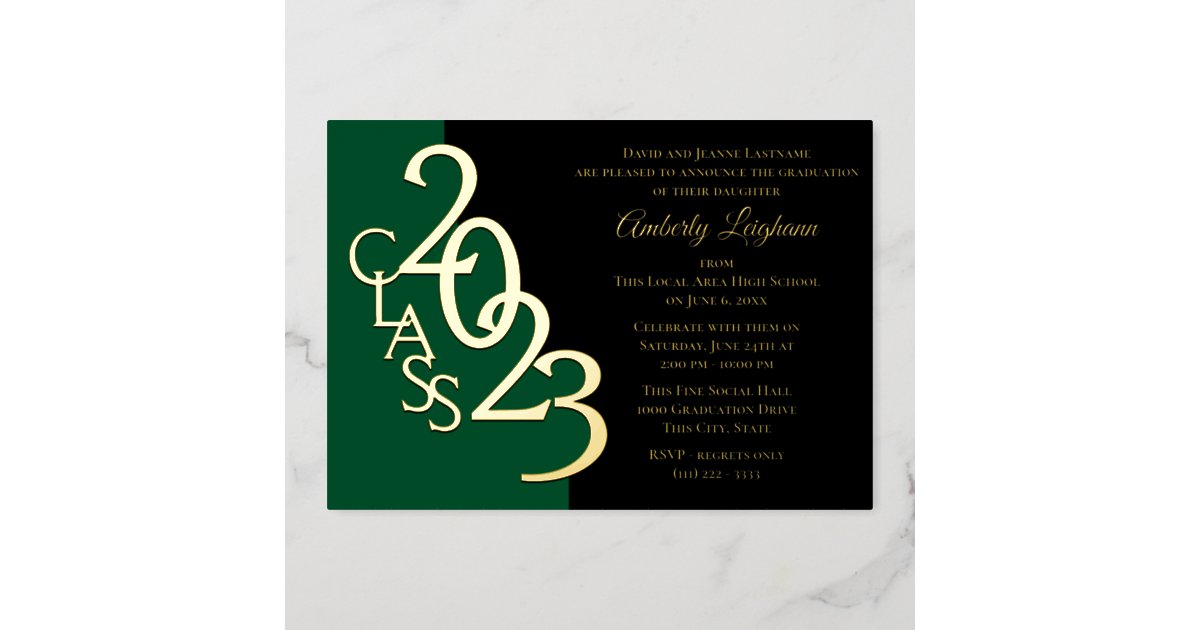 Class 2023 Graduation Foil Invitation Zazzle 0855