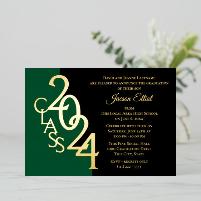 Class 2024 Graduation Gold Foil with Color Option Invitation (Standing Front)