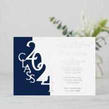 Class 2024 Graduation Navy Blue and Silver Foil
