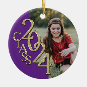 Class 2024 Graduation Photo Purple Ceramic Ornament