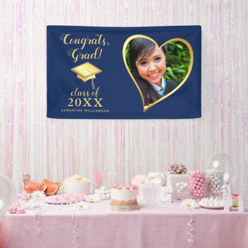 Class 2024 Photo Blue and Gold Graduation Banner