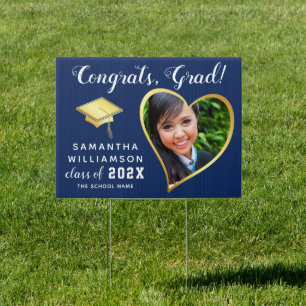 Class 2025 Graduate Photo Blue Graduation Party Sign