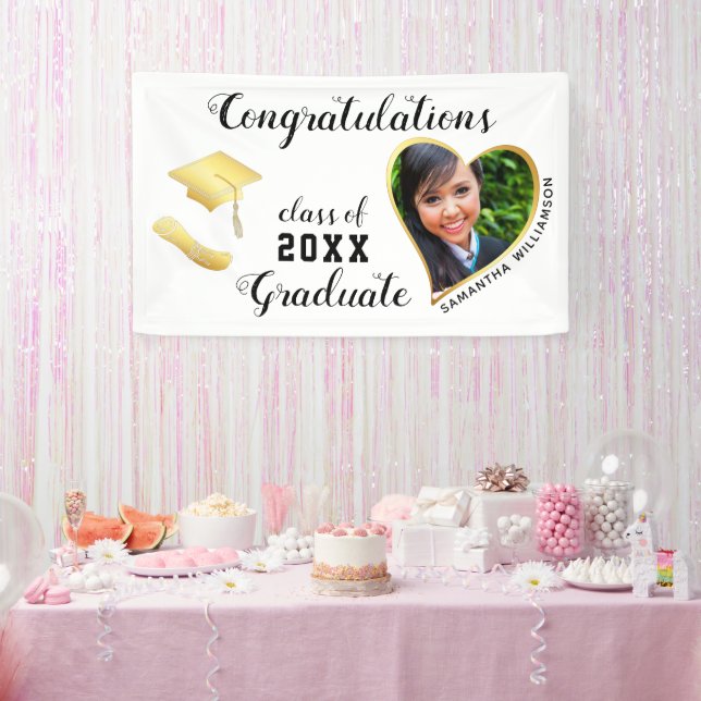 Class 2025 Graduate Photo White Graduation Banner (Party)