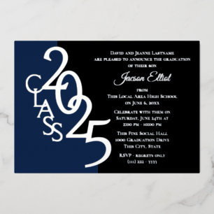 Class 2025 Graduation Gold Foil with Color Option Foil Invitation