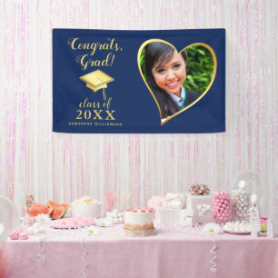 Class 2026 Photo Blue and Gold Graduation Banner