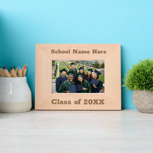 Class 20XX School Group Photograph Rustic Script Engraved Frames