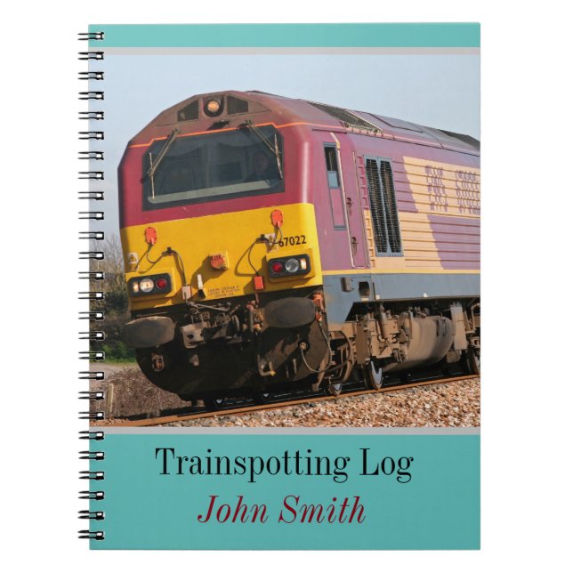 Class 67 diesel trainspotting log personalised notebook (Front)