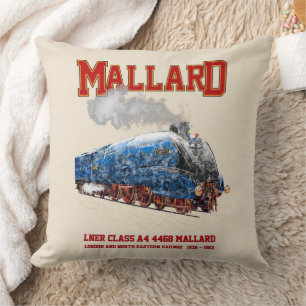 Class A4 Mallard - World Fastest Steam Locomotive Throw Pillow