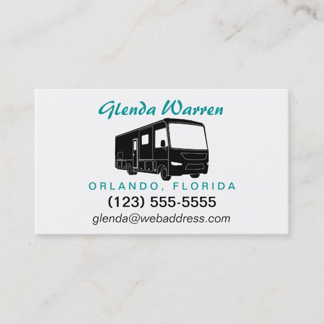 Class A Motorhome / Bus Silhouette Calling Card (Front)