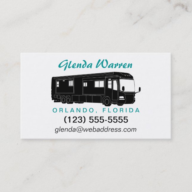 Class A Motorhome / Bus Silhouette Calling Card (Front)