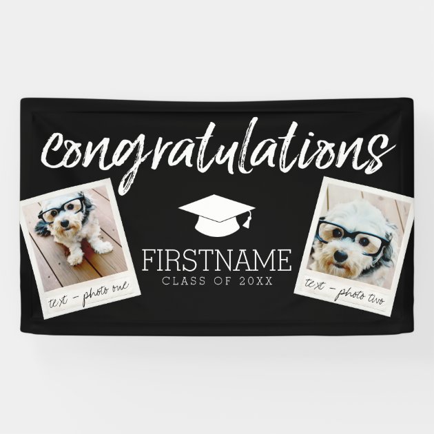 Class Any Year Graduation 2 Square Photo Collage Banner
