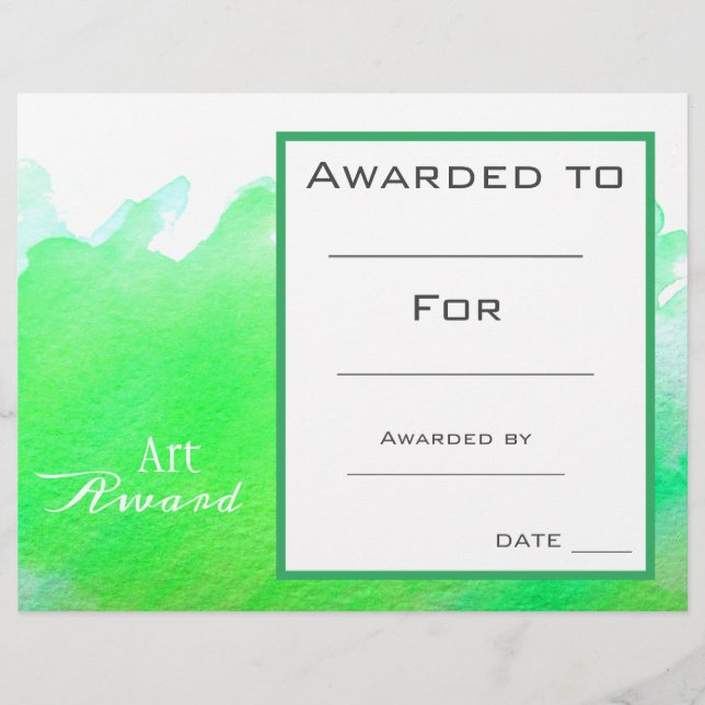 Class art award green paint splash watercolor (Front)