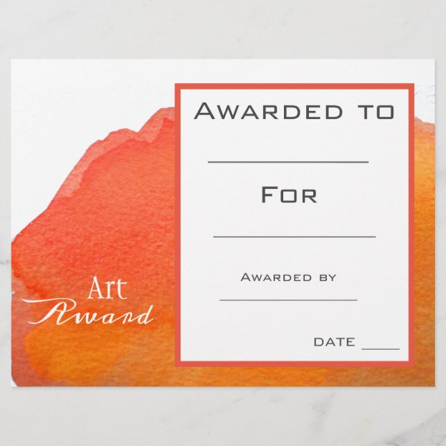 Class art award orange paint splash watercolor (Front)