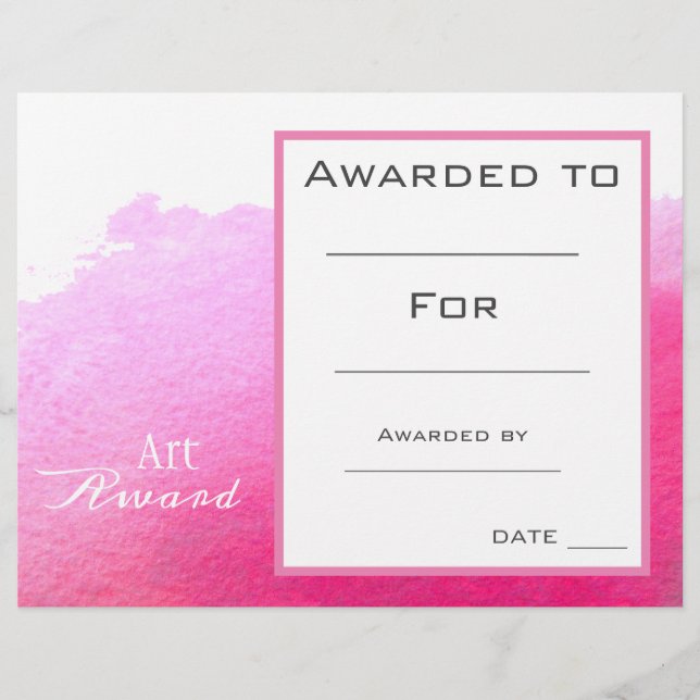 Class art award pink paint splash watercolor (Front)