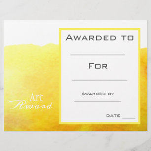 Class art award yellow paint splash watercolor