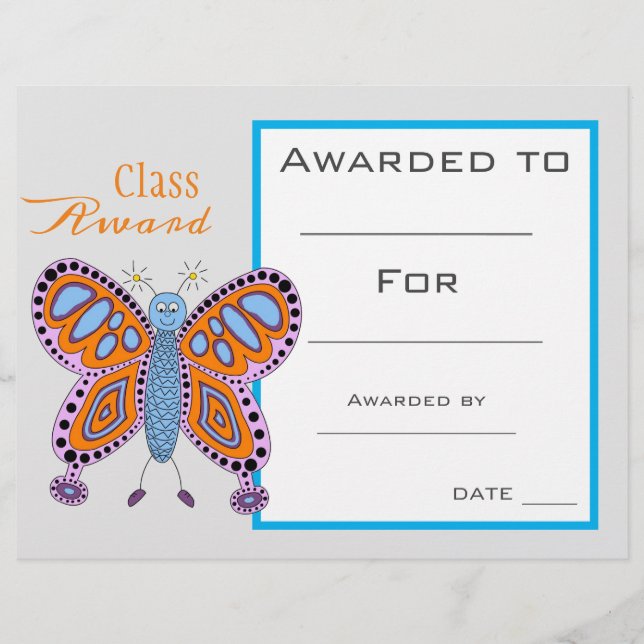 Class award cute butterfly animal (Front)