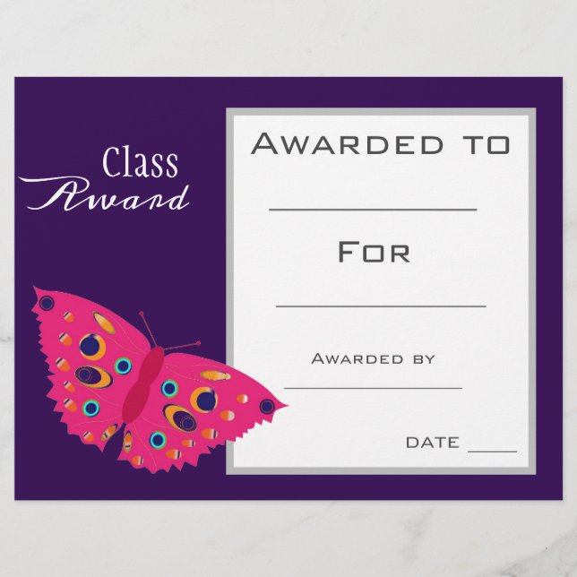 Class award cute butterfly animal (Front)