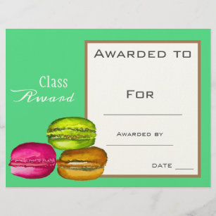 Class award cute macaron children certificate