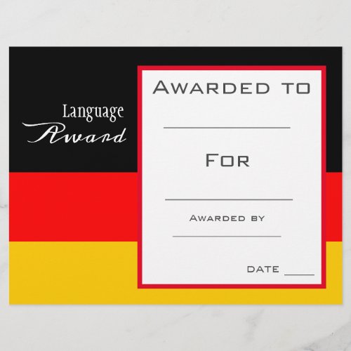 Class award German Language student