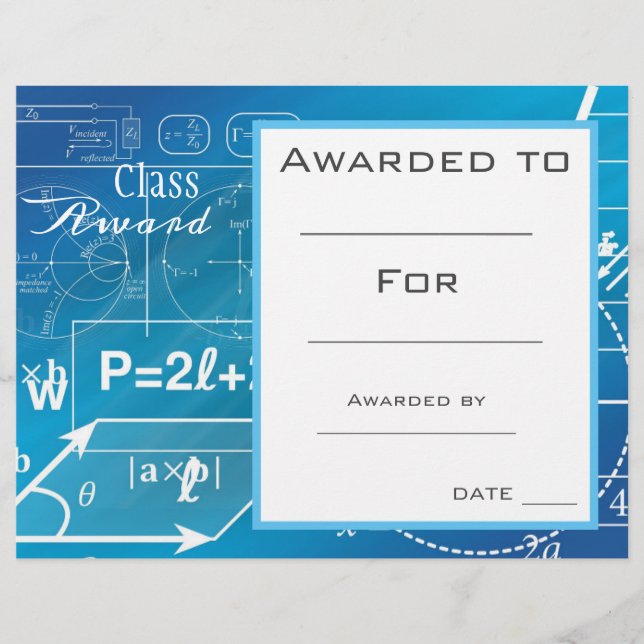 Class award Mathematics math student (Front)
