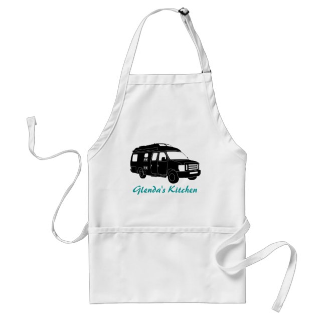 Class B Motorhome / Camper Van Silhouette Graphic Adult Apron (Front)