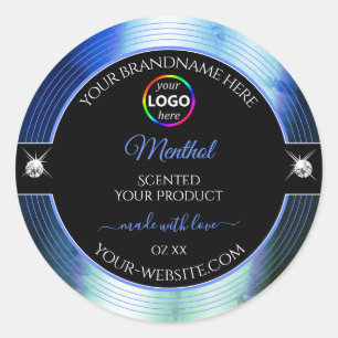 Class Black Shiny Royal Blue Logo Product Label