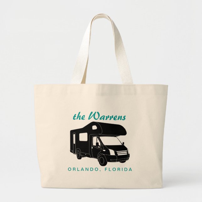 Class C Motorhome Silhouette Graphic Large Tote Bag (Front)
